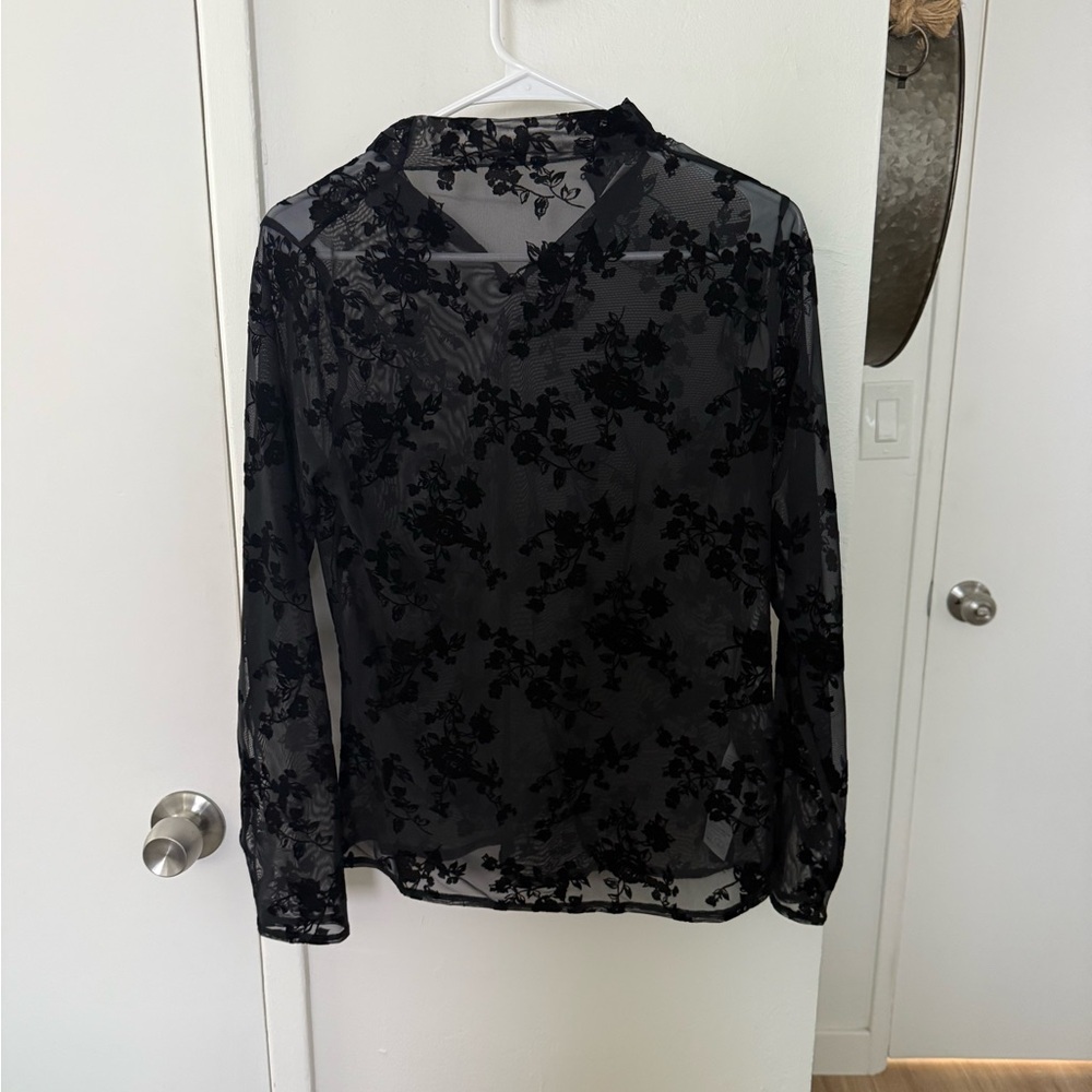 Abercrombie & Fitch Black Sheer Floral Blouse | NWOT